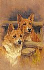 Arthur Wardle Two Corgies painting